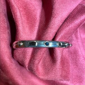 Marlyn Schiff Elegant Silver hingedBracelet with multi colored stones🌈